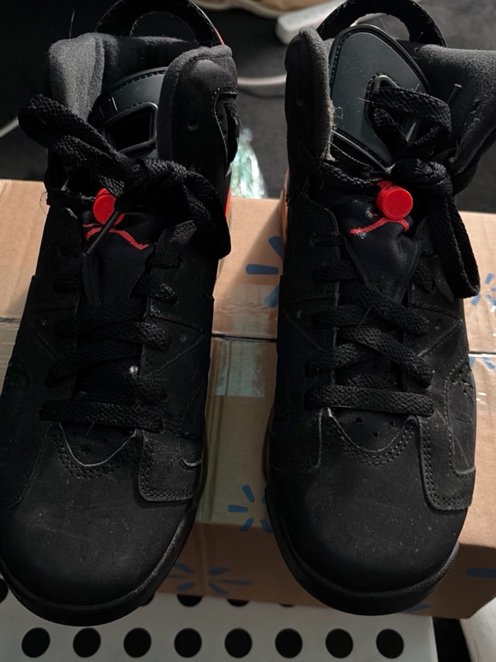 Nike Kids Black High-Top Sneakers with Red Accents